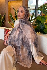 Lamelif Gül Çiçek Desen Ferah Şal Füme