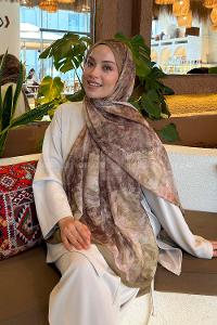 Lamelif Gül Çiçek Desen Ferah Şal Mint Yeşili