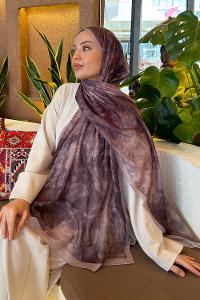 Lamelif Gül Çiçek Desen Ferah Şal Toprak