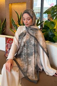 Lamelif Gül Çiçek Desen Ferah Şal Yaprak Yeşili