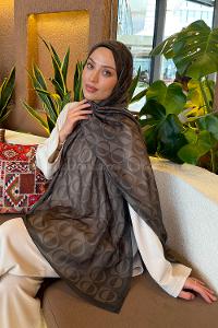 Lamelif Halka Desen Ferah Şal Haki