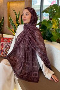 Lamelif Halka Desen Ferah Şal Kahverengi