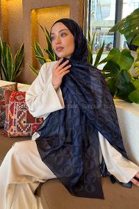 Lamelif Halka Desen Ferah Şal Lacivert