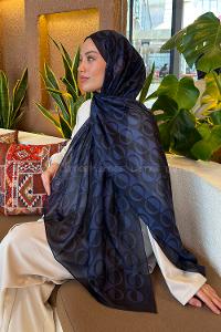 Lamelif Halka Desen Ferah Şal Lacivert