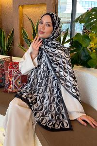 Lamelif Halka Desen Ferah Şal Siyah