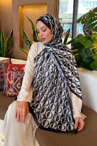 Lamelif Halka Desen Ferah Şal Siyah