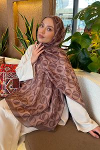 Lamelif Halka Desen Ferah Şal Soft Kahve