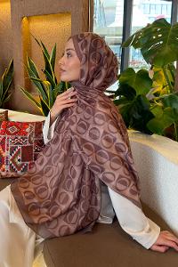 Lamelif Halka Desen Ferah Şal Soft Kahve