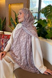 Lamelif Halka Desen Ferah Şal Vizon