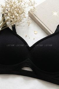 Black Cotton Without Underwire Unsupport Bralet