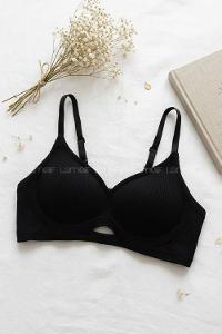 Black Cotton Without Underwire Unsupport Bralet