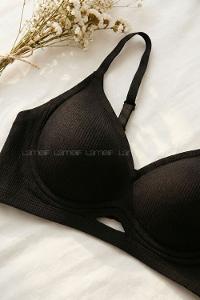 Black Cotton Without Underwire Unsupport Bralet