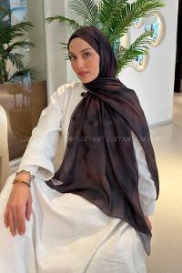 Lamelif Batik Desen Soft Şal Acı Kahve