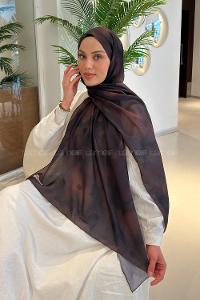 Lamelif Batik Desen Soft Şal Acı Kahve