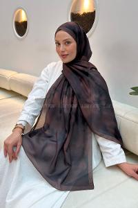 Lamelif Batik Desen Soft Şal Koyu Kahverengi