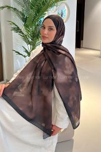 Lamelif Batik Desen Soft Şal Soft Kahve