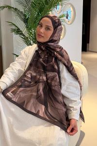 Lamelif Brush Desen Soft Şal Acı Kahve