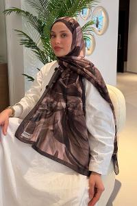 Lamelif Brush Desen Soft Şal Acı Kahve