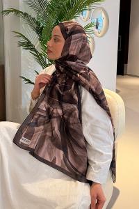 Lamelif Brush Desen Soft Şal Acı Kahve