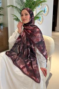 Lamelif Brush Desen Soft Şal Bordo