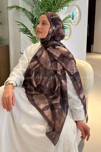 Lamelif Brush Desen Soft Şal Kahverengi