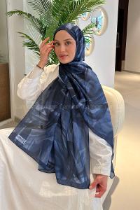 Lamelif Brush Desen Soft Şal Lacivert