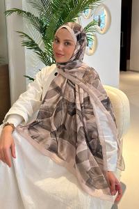 Lamelif Brush Desen Soft Şal Vizon