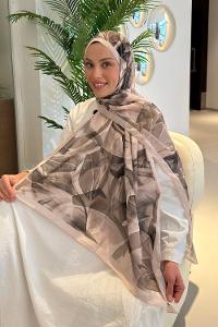 Lamelif Brush Desen Soft Şal Vizon