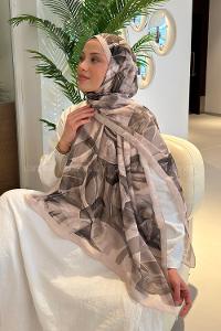 Lamelif Brush Desen Soft Şal Vizon