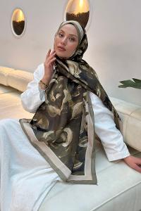 Lamelif Çiçek Desen Pamuk Şal Mint Yeşili