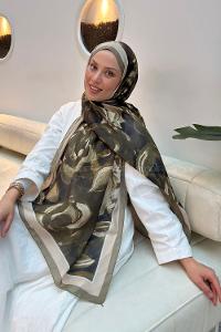 Lamelif Çiçek Desen Pamuk Şal Mint Yeşili