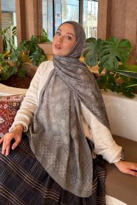 Lamelif Geometrik Desen Bambu Şal Adaçayı