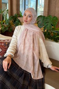 Lamelif Geometrik Desen Bambu Şal Bej