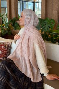 Lamelif Geometrik Desen Bambu Şal Bej