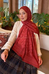 Lamelif Geometrik Desen Bambu Şal Kiremit