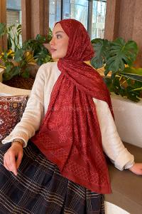 Lamelif Geometrik Desen Bambu Şal Kiremit