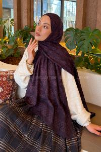 Lamelif Geometrik Desen Bambu Şal Mor