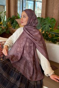 Lamelif Geometrik Desen Bambu Şal Soft Kahve