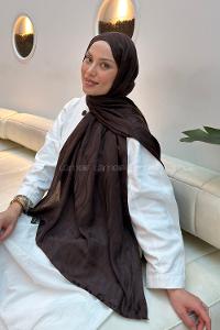 Lamelif  Shine Desen Ayrobin Floş Jakar  Şal Acı Kahve