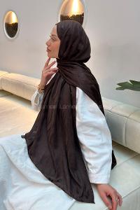 Lamelif  Shine Desen Ayrobin Floş Jakar  Şal Acı Kahve