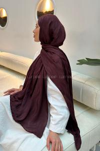 Lamelif  Shine Desen Ayrobin Floş Jakar  Şal Koyu Bordo