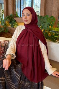 Lamelif Organik Premium Şal Bordo