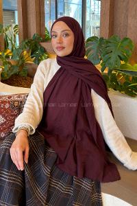 Lamelif Organik Premium Şal Koyu Bordo