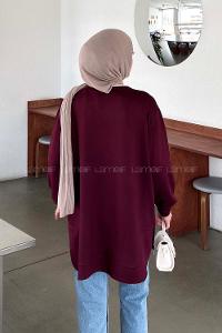 Lamelif Kristal Dikişli Sweat Bordo