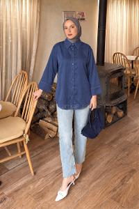 Navy Blue Shirt Collar Long Arm Cupra Shirt
