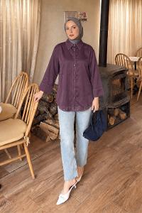Plum Shirt Collar Long Arm Cupra Shirt