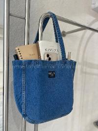 Lamelif Yıkamalı Kot Arma Detaylı Denim Mavi Çanta[Kot Totebag]