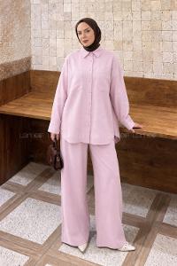 Lamelif Cepli Modal Pantolonlu Takım Pembe