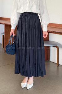 Navy Blue Cotton Fabric Viscose Fabric Flare Skirt