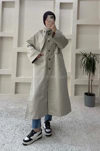 Stone Long Arm Gabardin Trench Coat
